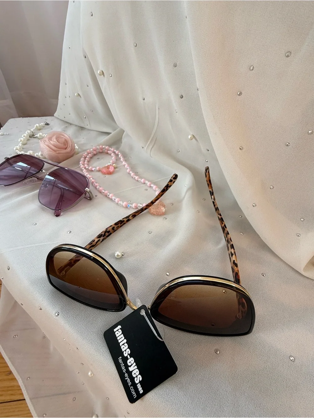Leopard-Arm Brown Gradient Lens Women's Sunglasses